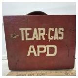 Vtg Wooden Case marked Tear Gas APD