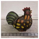 Cast Iron and Colorful Glass Rooster- Has Hanger