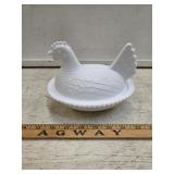 Milk Glass Hen on a Nest