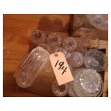 12 glasses, misc small crystal dishes