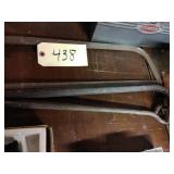 Hacksaw, pry bar, misc