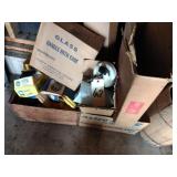 assorted glass light covers, light bulbs