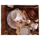 Amber candy dish, misc dishes