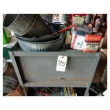 lyon metal cart, oil pans, misc