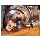 Silver trays, cake plate
