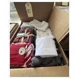 Box of kitchen & golf towels