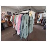 Boutique Pipe Single Bar Clothing Rack & shirts