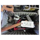 bolt cutter, mallet, assorted hand tools