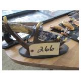 wolf painted bone handle knife