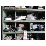 metal cubby unit 37 x 12 x 84, all contents