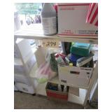Metal rolling 3-shelf cart w/misc car cleaning