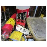 Drill bits, fire extinguisher, misc