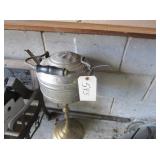 metal tea pot, brass stand