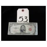 1953 Red Seal Five Dollar