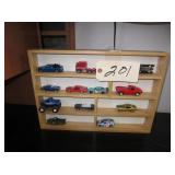 Hot wheels, Ertl, cars in wood case