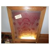Lighted hanging etched picture