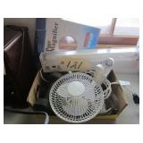 small fan, light, misc