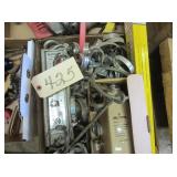 assorted rings, clamps, phone, scale