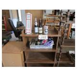 4 shelf wood 24 x 13 1/2 x 42, w/1985 Hawkeye Coke
