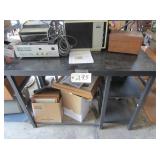 Desk, picture frames, receiver, MTI 2100PS, etc