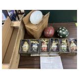 6 Mr Christmas egg ornaments, 1 ostrich egg, 2