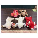 5 Ty beanie babies farm animals