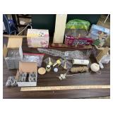 Craft supplies, box clips, candle bulbs, bow