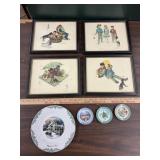 4 Norman Rockwell pictures & 4 currier & Ives