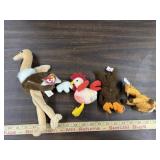 1 Ostrich TY & 3 mini Beanie babies