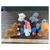 5 Ty beanie babies water creatures