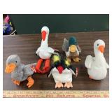 5 Ty beanie babies water fowl
