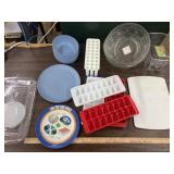4 bowls, plates, ice cube trays, misc kitchen