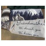 3 lap blankets, wolf- 56 x 70, brown striped - 48
