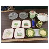 2 ash trays, 2 grater plates, mug & bowl, 4 wall
