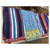 5 extra large bath towels, 18 dish towels, 13