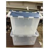 2 sterilite flip top totes, 48 & 62qt x2