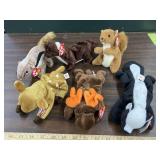 6 Ty beanie babies woodland creatures
