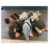 6 Ty beanie babies woodland creatures