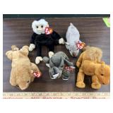 5 Ty beanie babies zoo animals