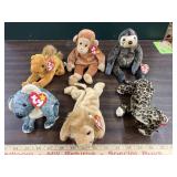 6 Ty beanie babies zoo animals