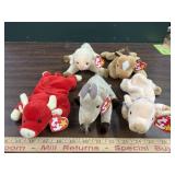 5 Ty beanie babies farm animals