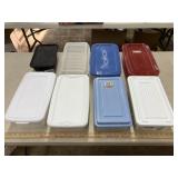 8 storage totes with lids about 4 to 4 1/2 totes