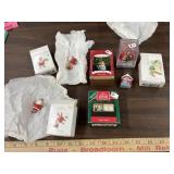 7 miniture ornaments, one has no box