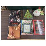 4 Craft books w/ tree dish & Snowman cookie jar