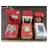 5 ornaments & stocking hanger