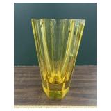 Vintage Amber 11 1/4" tall glass vase  slight chip