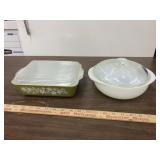 2 Pyrex covered dishes