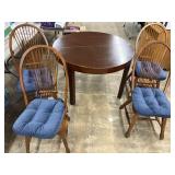 45" round table with hidden leaf & 4 chair, 65"