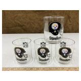 4 Steeler glasses, 1 mug