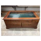 Glass top coffee table with drawers 30" x 50" x